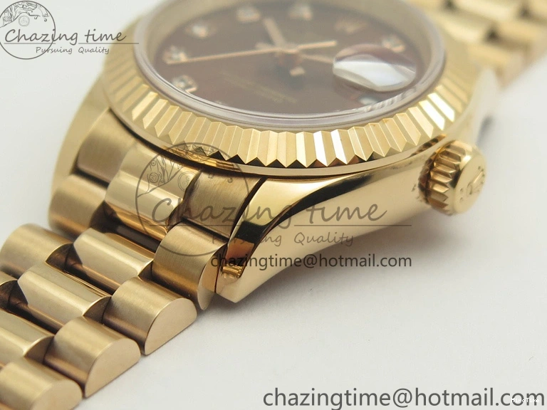 MiroTime 0412 DateJust 28mm RG BP Maker Best Edition Brown Diam Dial Fluted Bezel On RG Bracelet ETA TopPick 3441